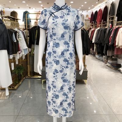 西湖月82563 高档气质短袖改良旗袍裙2026夏季新款洋气连衣裙