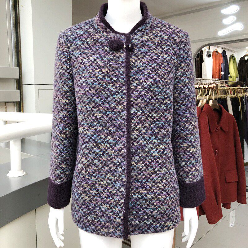 Y165229 妈妈金貂绒外套女2025冬季新款中老年人中长加厚上衣夹克