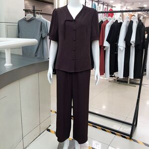 广娜丽人882F058 中年时尚短袖套裤夏季新款韩版气质妈妈两件套装