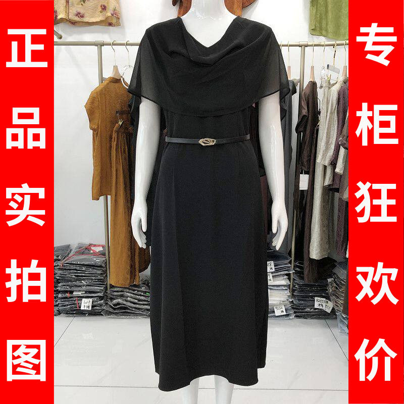 秋水兰熙26A82 时尚雪纺纱连衣裙女夏季新款韩版修身气质中长裙子