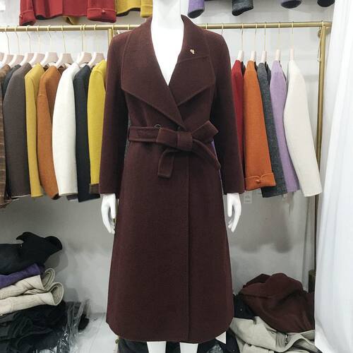 澳达漫J-2630 双面呢羊绒大衣女2026冬季新款妈妈长款羊毛呢外套