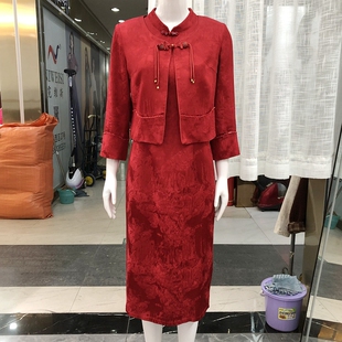 婚宴连衣裙 新款 金丽年华26A625 喜婆婆缎面两件套裙女旗袍裙春季