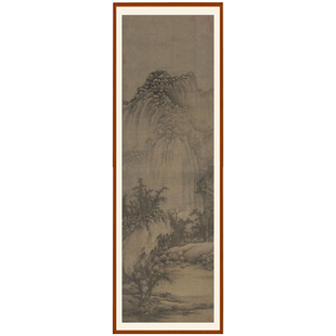 巨然山水画溪山兰若图客厅挂画装饰画非手绘真迹仿古国画竖版卷轴
