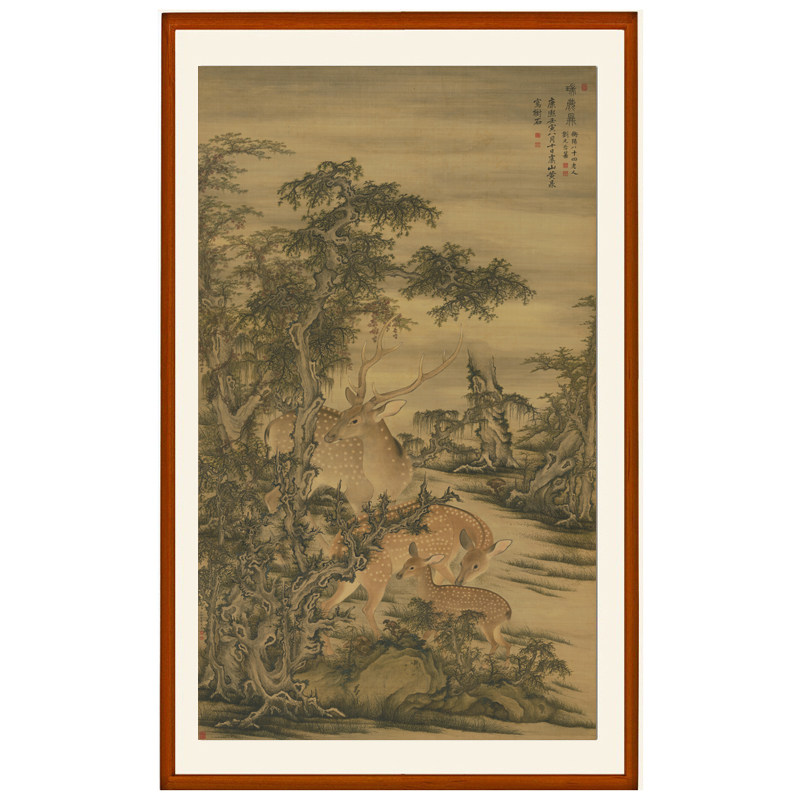 黄鼎瑞鹿图祝寿中堂挂画动物装饰画字画客厅国画书画竖版挂轴卷轴