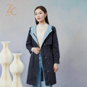 风衣女 休闲通勤双面可穿中长款 知臣春秋 18233552 商场同款