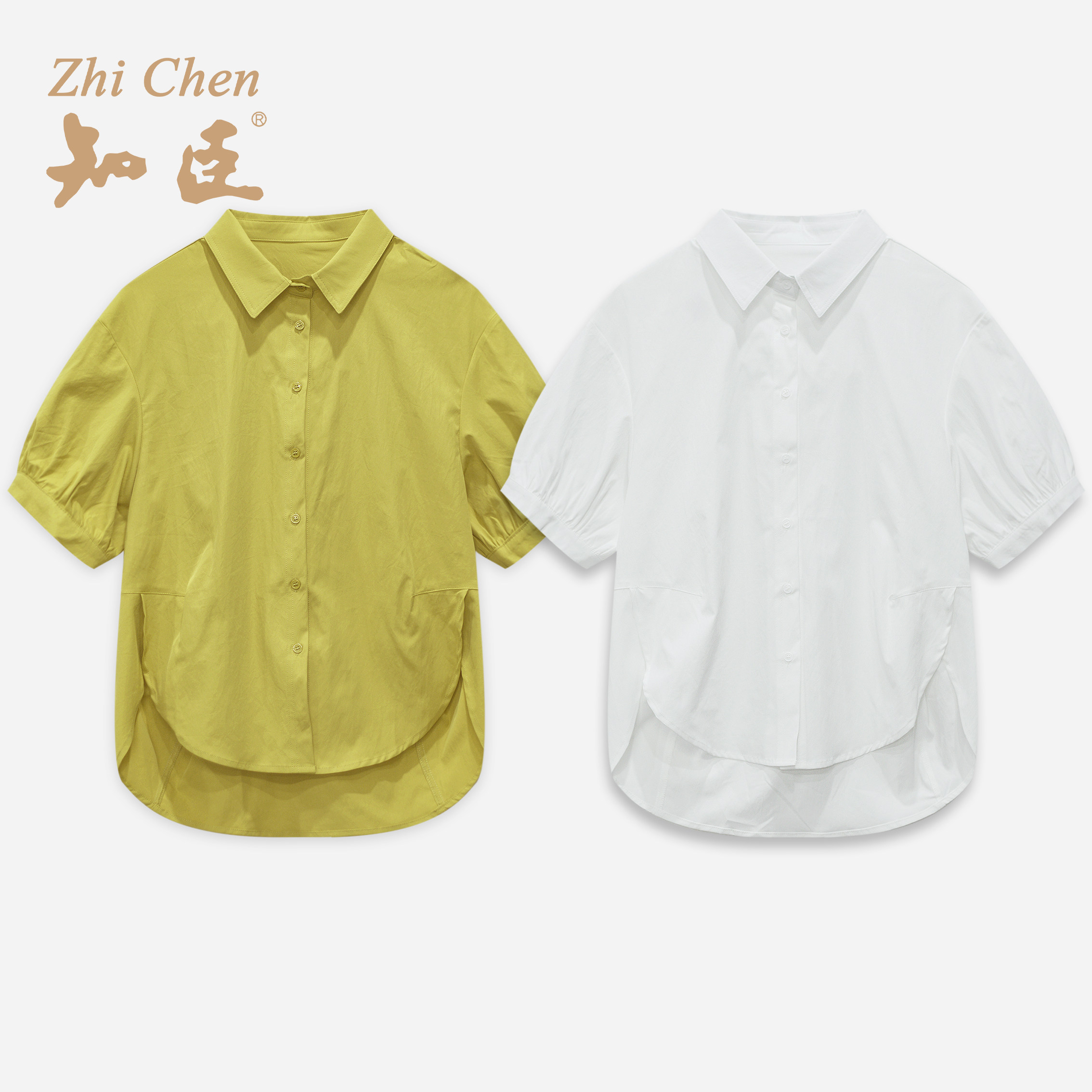 知臣夏季新品 两色百搭棉质休闲宽松衬衫短袖女 T26832034
