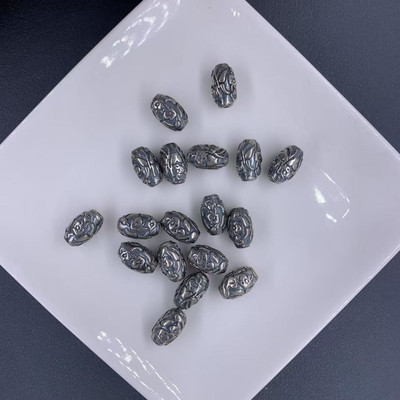 DIY 精工三七老银蝴蝶桶珠配件手工编绳文玩佛珠手串项链串珠配饰