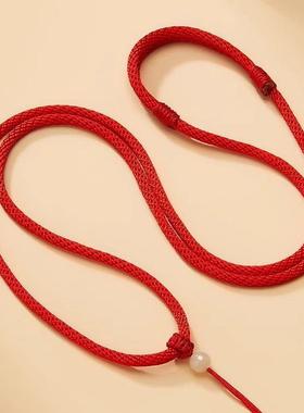 手工平安扣吊坠挂绳玉石编绳红绳子挂脖编织项链绳玉吊坠绳女男款