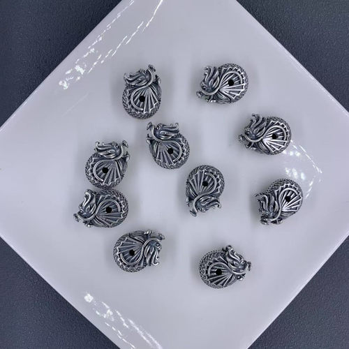 精工三七老银龙珠配件手工diy文玩佛珠手串项链编绳配饰隔珠