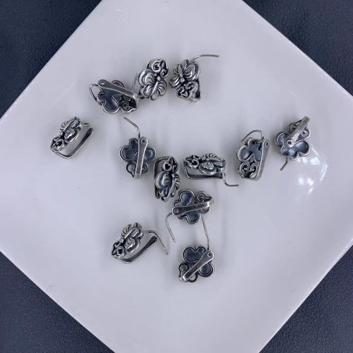 精工三七老银蝴蝶压筋扣配件手工diy文玩佛珠手串项链编绳配饰