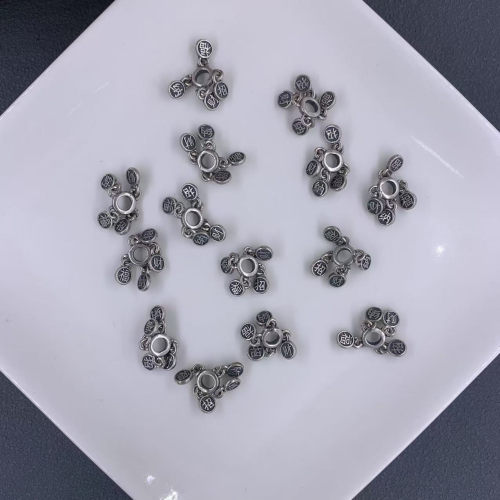 精工三七老银旋转蝴蝶招财进宝配件手工diy文玩时尚配饰佛珠串珠