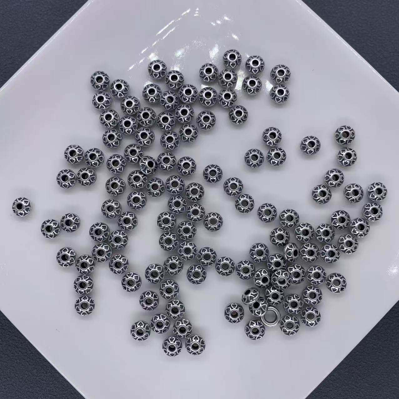 精工三七银爱心飞碟隔珠配件手工DIY文玩时尚配饰佛珠串珠手链,饰品/流行首饰/时尚饰品新,DIY配件,淘宝优惠券,粉丝福利购,淘宝优惠卷