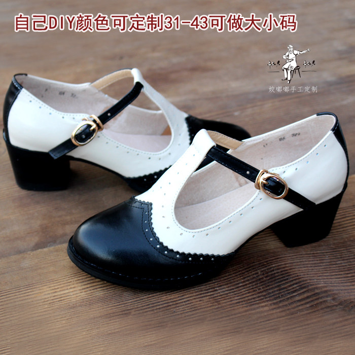 夏季甜美韩版搭扣复古手工英伦布洛克雕花凉鞋女鞋