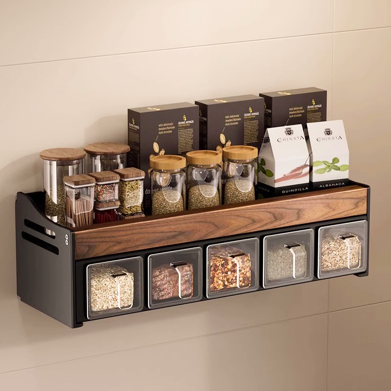 胡桃木厨房调料置物架调味品收纳