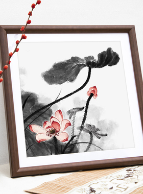 实木国画框装裱定制做33x33 50x50 68x68书法字卡镜片毛笔中式挂