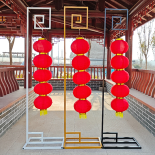 中式婚礼宫灯路引婚庆弯钩路引铁艺架子方管舞台节庆装饰灯笼路引