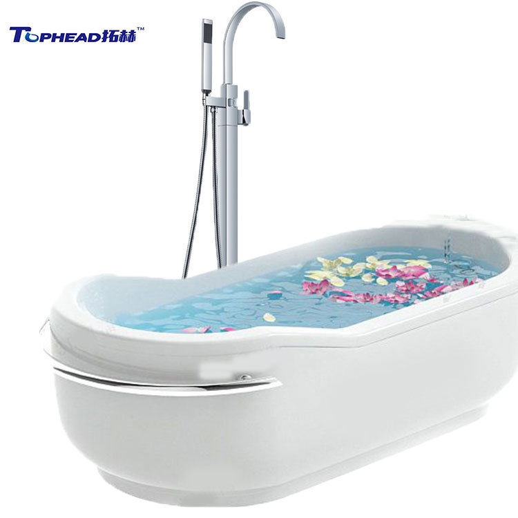 方型旋转扁出水落地浴缸龙头浴室坐式淋浴混水卫浴龙头