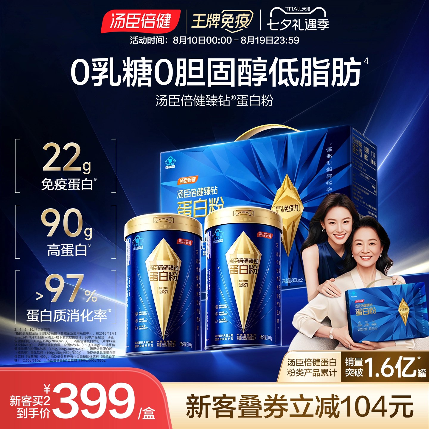 汤臣倍健旗舰蓝罐蛋白质粉增强免疫力中老年奶粉乳清0胆固醇0乳糖