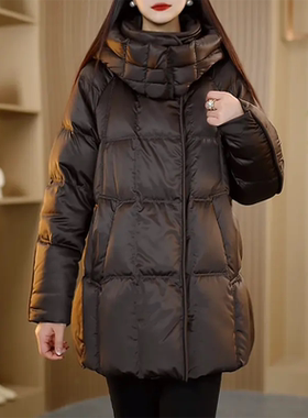 25935冬季新款优雅时尚百搭气质显瘦减龄休闲白鸭绒羽绒服