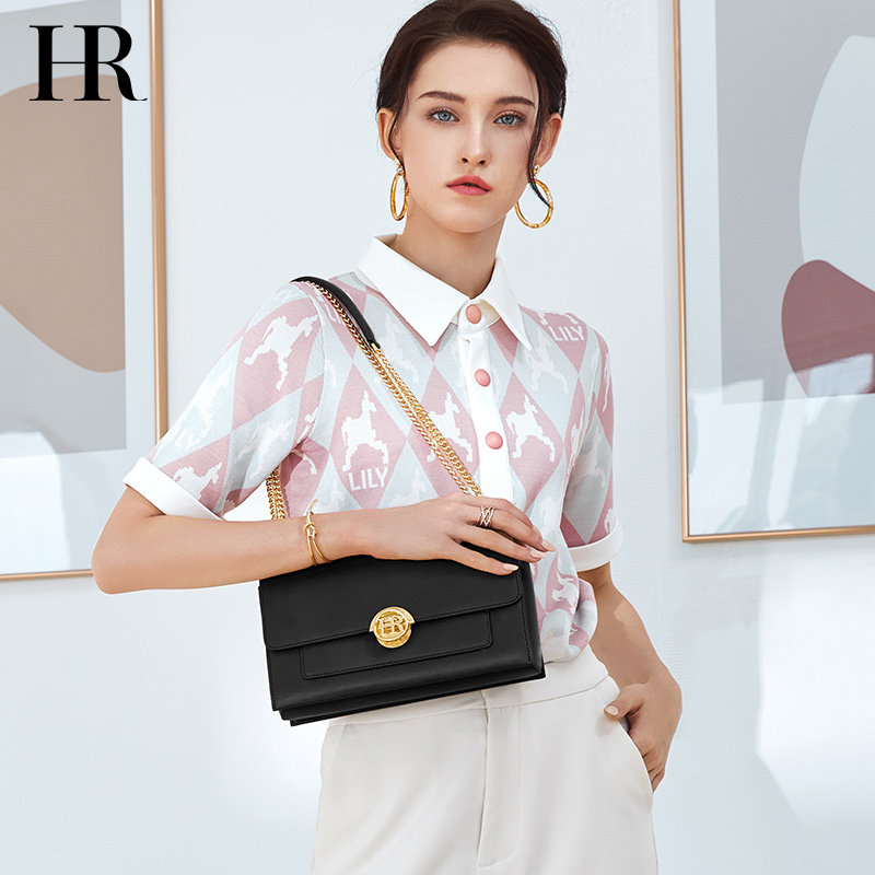 HR赫莲娜链条小方包2020秋季新款时尚腋下包简约休闲单肩斜挎包女