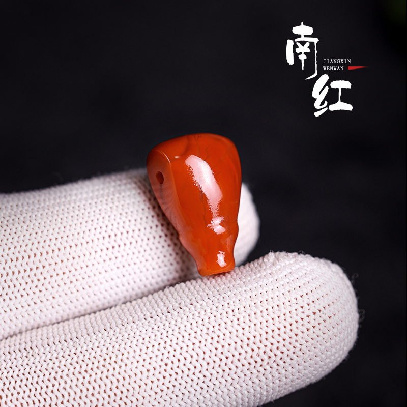南红玛瑙满肉一体直切三通佛头