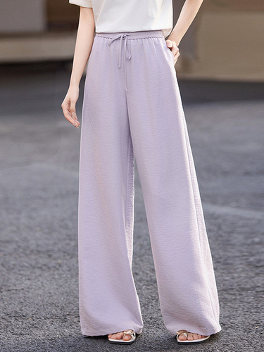 Xishijie Purple Wide Leg Pants Women's Summer Thin Section 2026 New High Waist Drape Straight Yamamoto Pants Casual Pants
