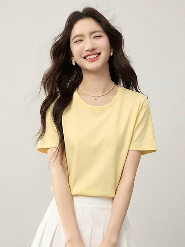 Xi World Rainbow Multi-Colored Cloud T Short Sleeve Right Shoulder T-Shirt Women's Summer Loose Slimming Versatile Top