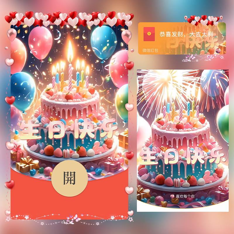 生日快乐烟花红包封面微信序列号vx皮肤wx激活码2025新款动态音乐