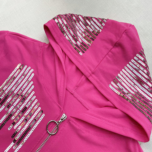 广场舞服装新款套装jazz爵士舞上衣女冬跳舞演出服长袖亮片短外套