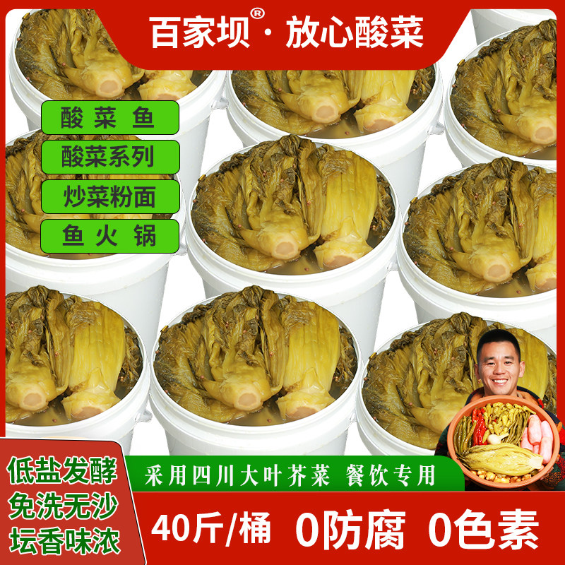 无防腐剂40斤桶装四川土坛泡鱼酸菜青菜爽脆爽口酸菜鱼配料商用