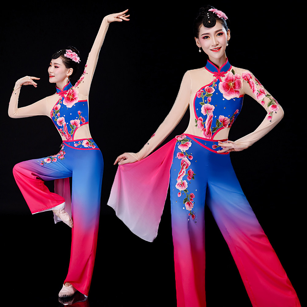 友仙阁扇子舞荷花荷叶古典舞江南水乡舞蹈表演演出舞台服装套装女