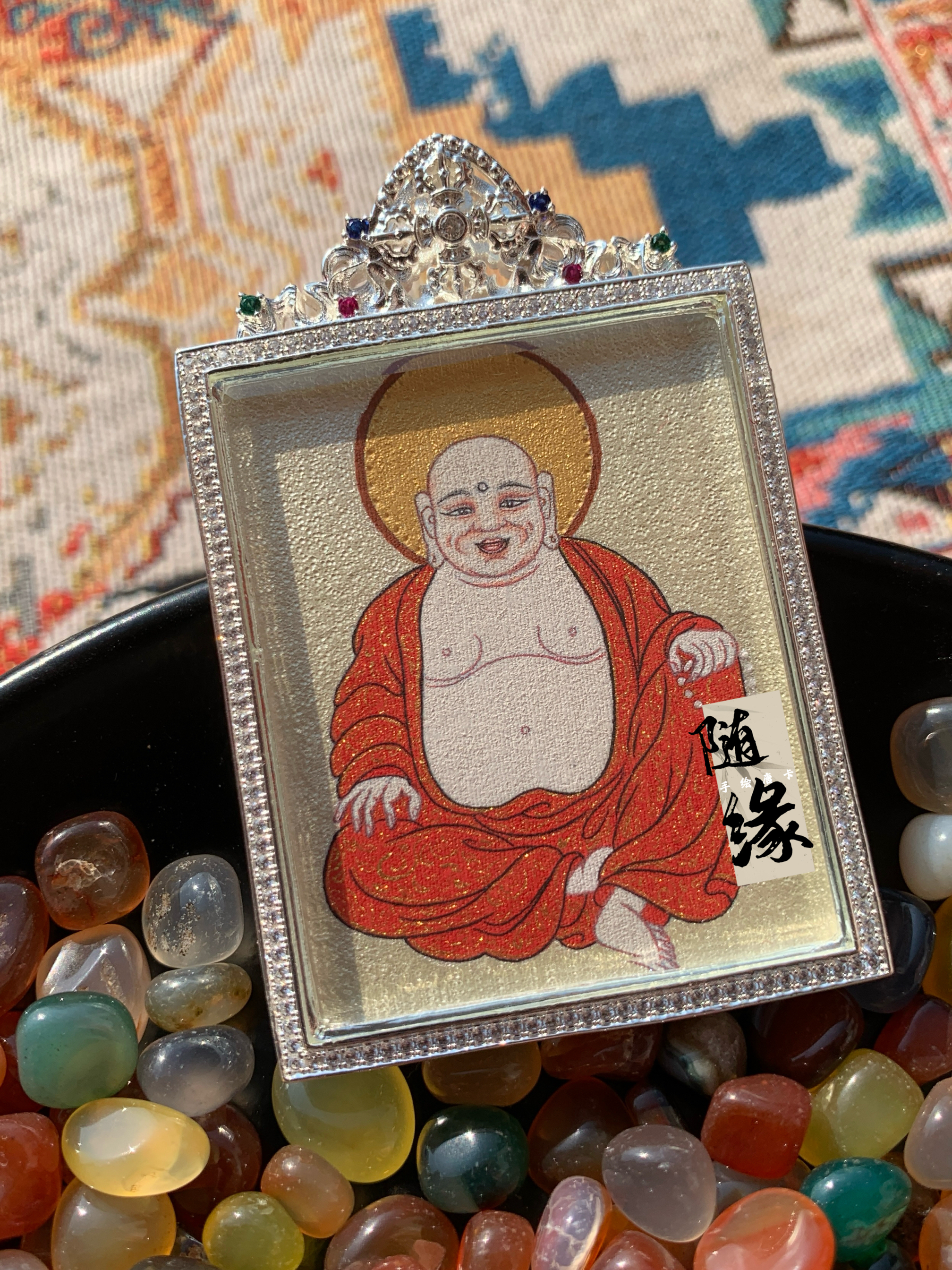 【随缘唐卡】纯手绘弥勒佛唐卡