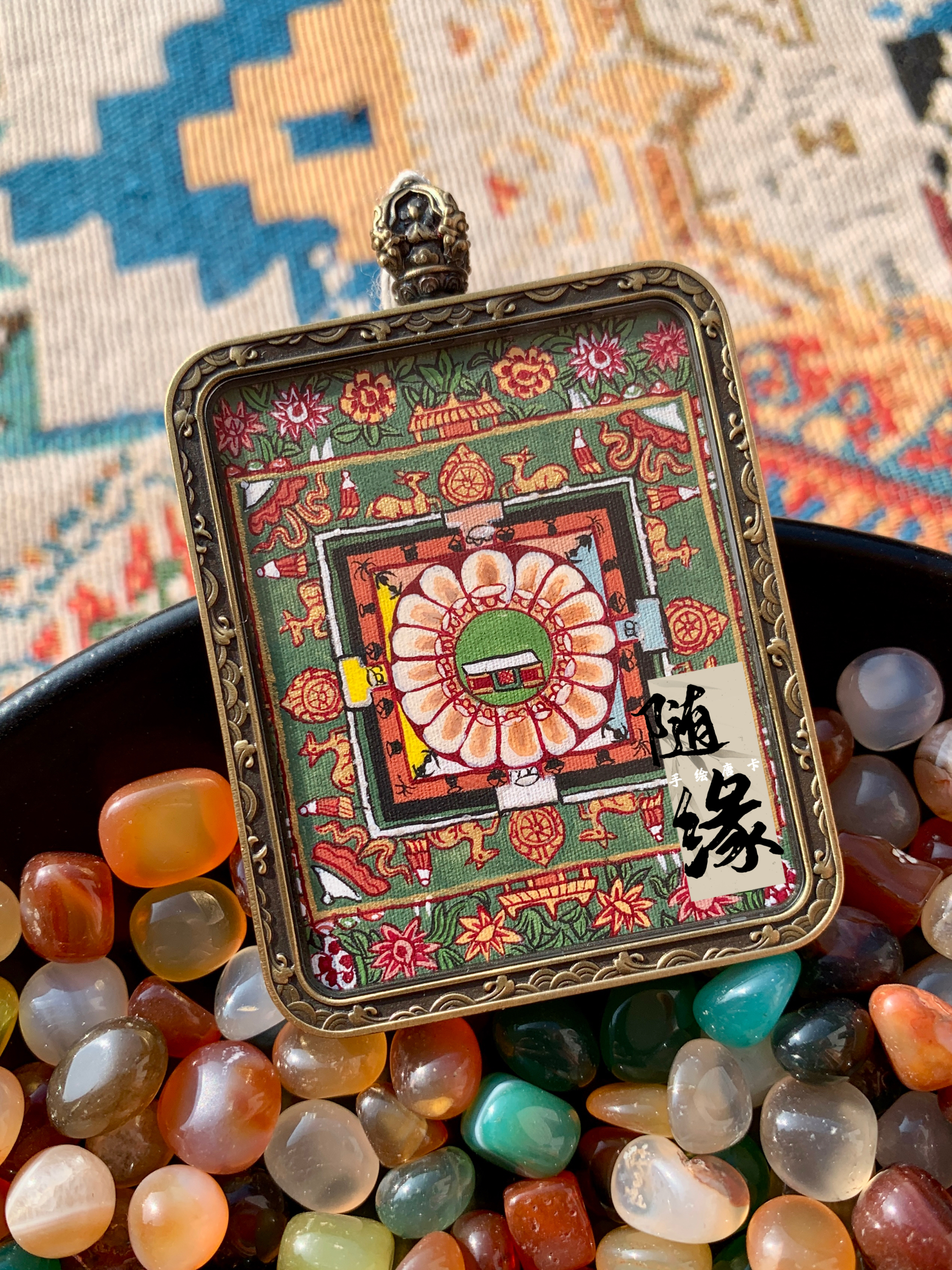 【随缘唐卡】纯手绘唐卡坦城背卡裸卡