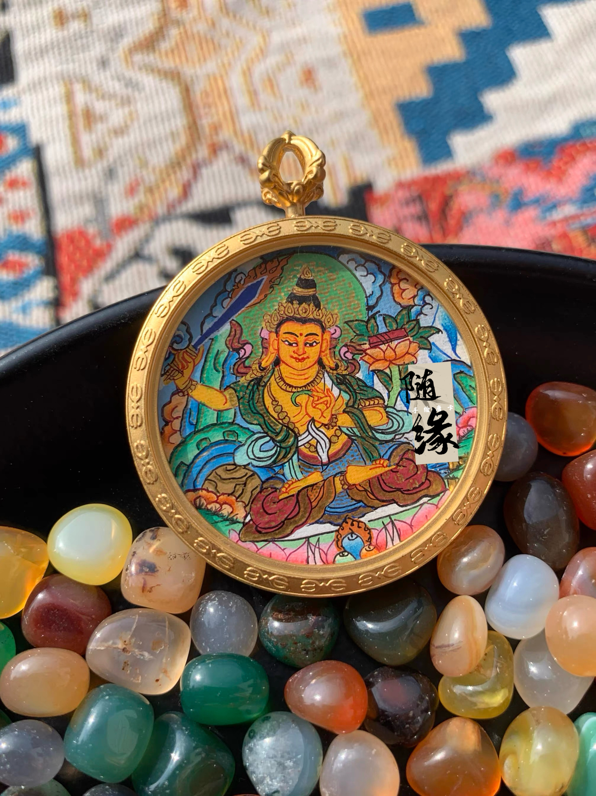 【随缘唐卡】纯手绘文殊菩萨小唐卡