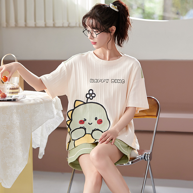 天天特价夏季韩版宽松短袖短裤纯棉睡衣女夏套装夏天家居服两件套