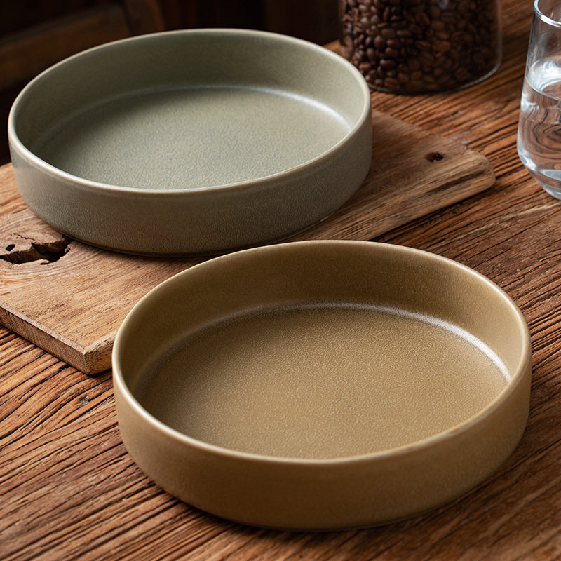 创意陶瓷日式哑光8.25英寸深盘马卡龙色系菜盘厚实菜碗深盘大碗