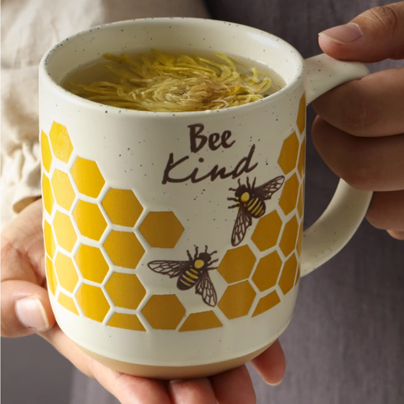 韩式黄色芝麻釉丰巢陶瓷马克杯杯子手绘早餐牛奶茶水杯咖啡大容量