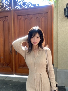 22老师，大姐姐 花的姿态 48支全毛精纺连衣裙显瘦系带长裙