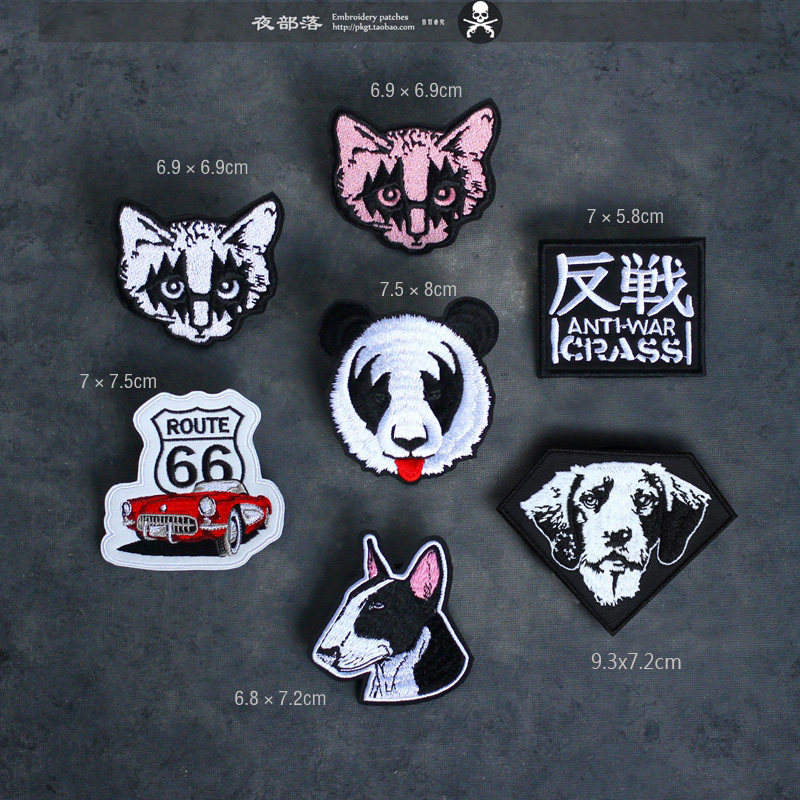 重金属喵星人猫rock刺绣花布贴标臂袖章 diy飞行衣服牛仔补丁缝补