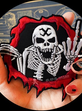 新品地狱恶mo 刺绣花布贴 SKULL PATCH 牛仔皮衣羽绒自粘魔术贴