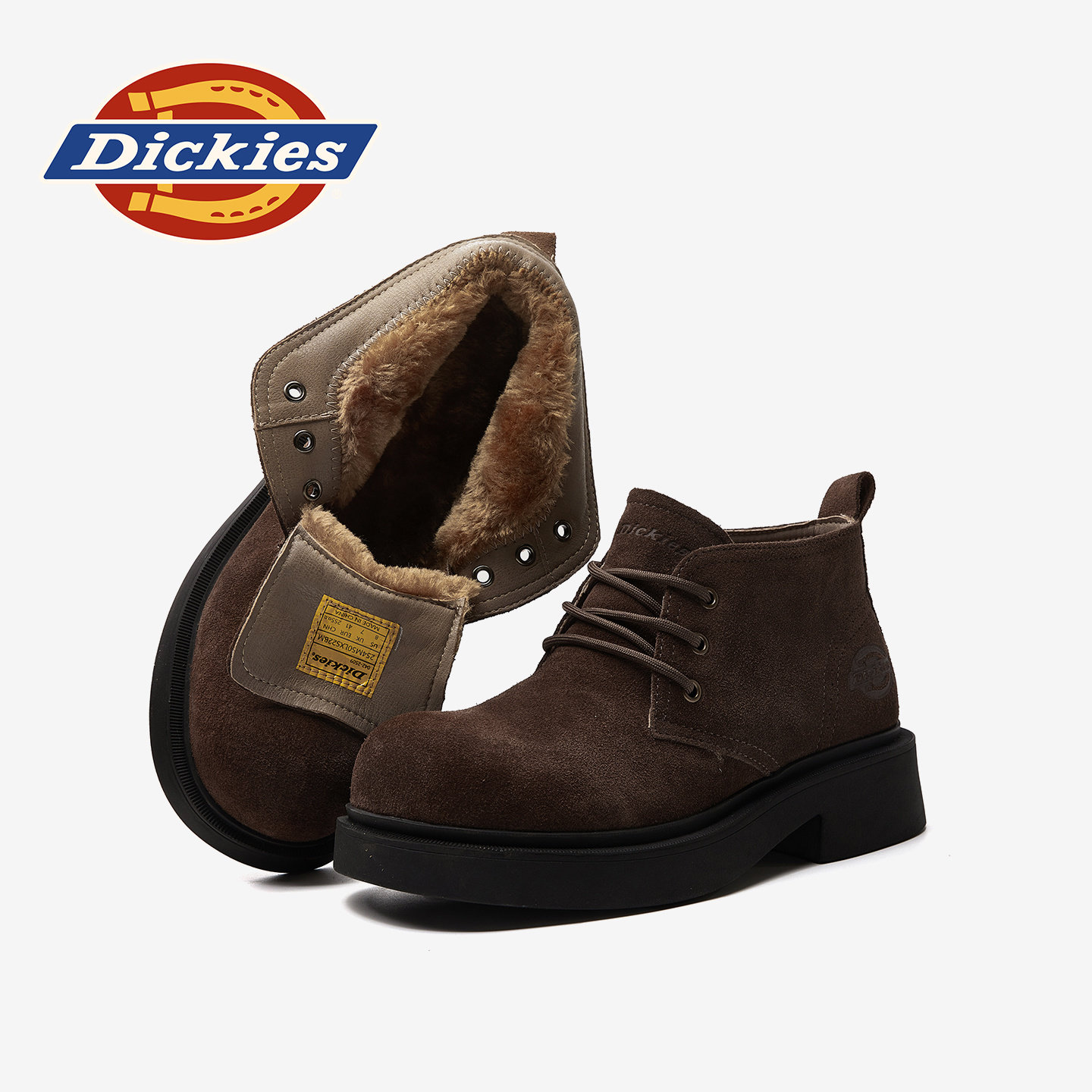 Dickies加绒雪地靴女冬季中帮马丁靴户外工装靴德比鞋大头棉鞋男,流行男鞋,时尚雪地靴,淘宝优惠券,粉丝福利购,淘宝优惠卷