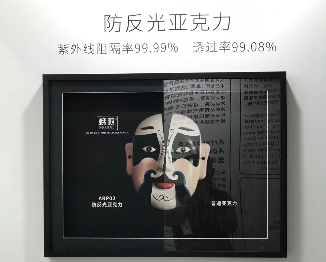 蛾眼防反光亚克力博物馆抗紫外线高清高透低反射无反光有机玻璃