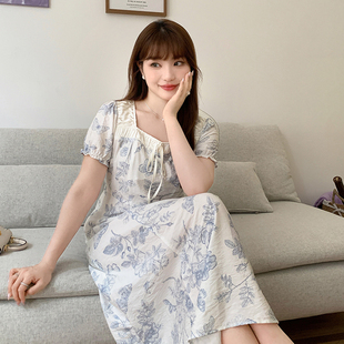 【清仓】小波家2026夏季胖mm高级感复古方领气质绝美碎花连衣裙