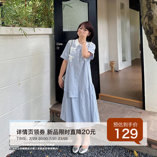 7.29日新品 连衣裙 小波家2025夏季 胖mm韩系百搭设计感蝴蝶结衬衫