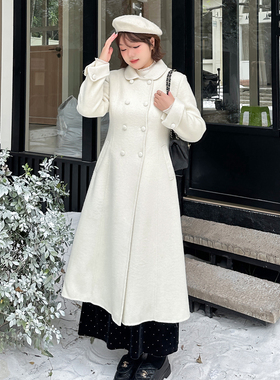 小波家2025冬季胖m赫本风双面呢保暖大衣复古收腰外套