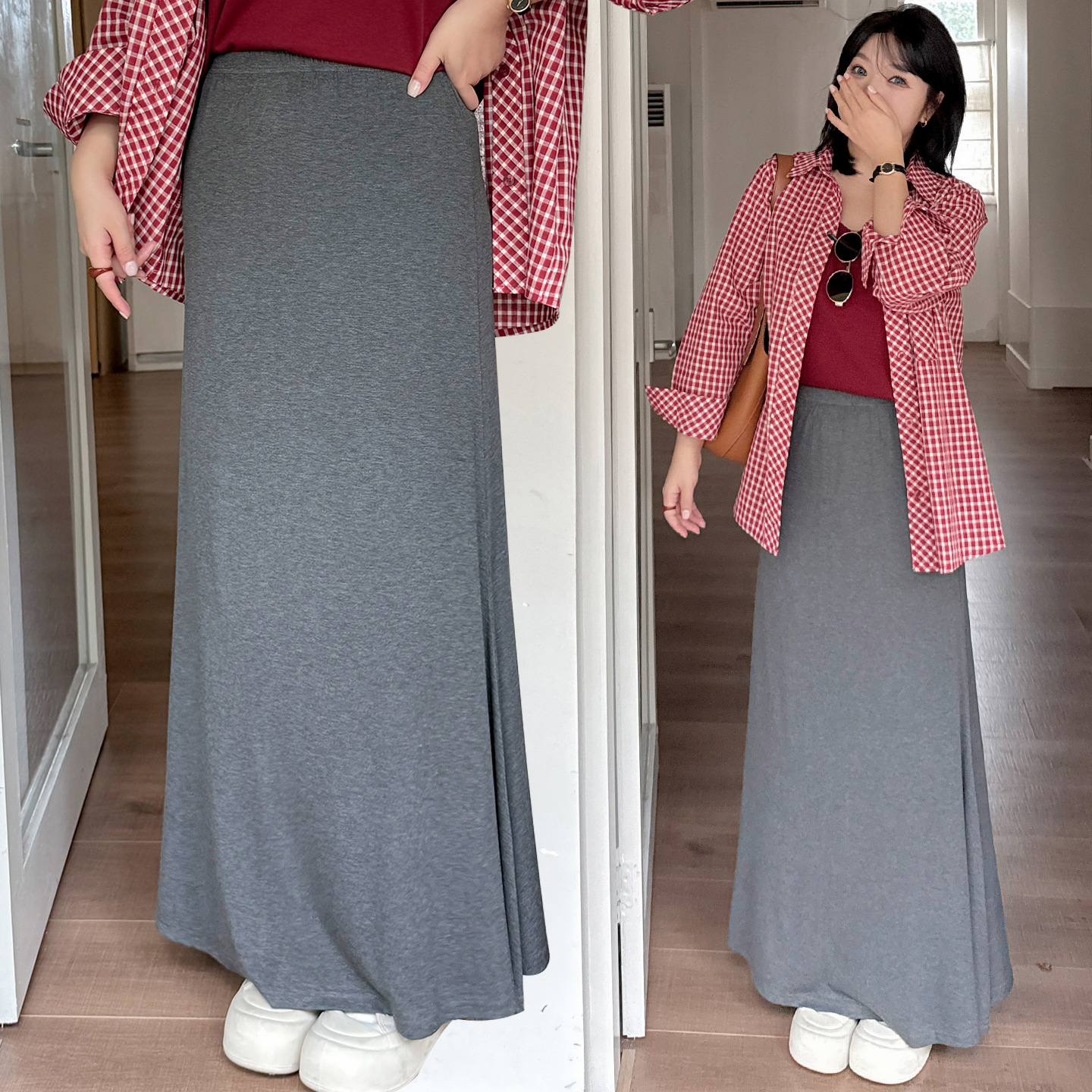 小波家2025秋季胖mm韩版通勤风气质高腰鱼尾半身裙