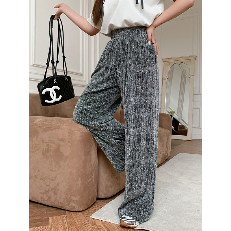 小波家2025夏季胖mm亮闪闪烫钻直筒高腰显瘦垂感休闲裤,女装/女士精品,大码裤装,淘宝优惠券,粉丝福利购,淘宝优惠卷