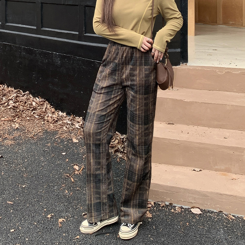 【清仓】小波家2025冬季胖mm韩系磨毛格纹毛呢显瘦直筒休闲裤,女装/女士精品,大码裤装,淘宝优惠券,粉丝福利购,淘宝优惠卷
