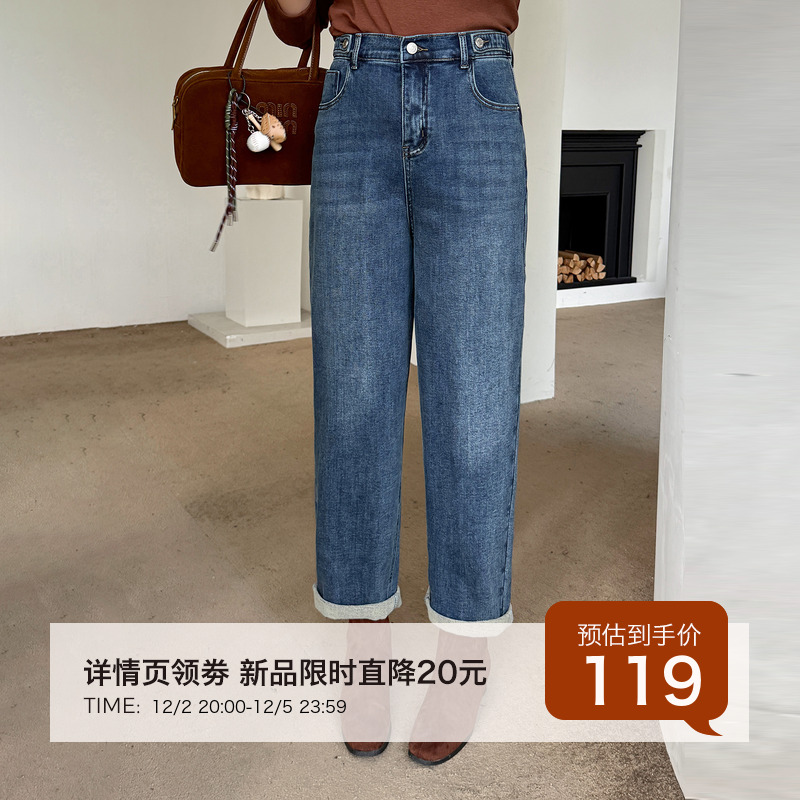 12.2日新品小波家2025冬季胖mm气质法棍加绒牛仔裤保暖百搭时髦裤