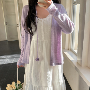 甜美花边吊带套装 小波家2026春季 胖mm温柔慵懒软糯开衫